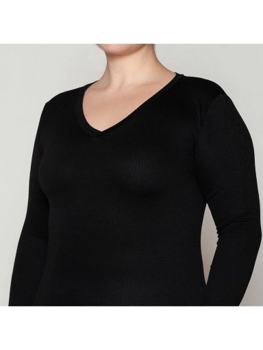 CAMISETA MANGA LARGA MUJER MONARCH ESENCIAL ACANALADO BASIC - 4