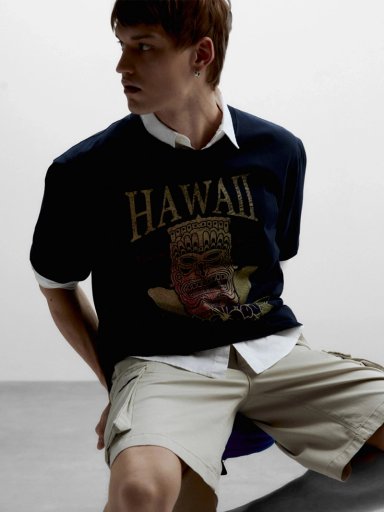 POLERA MANGA CORTA ALGODÓN HOMBRE SFERA AZUL - 1