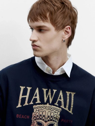 POLERA MANGA CORTA ALGODÓN HOMBRE SFERA AZUL - 2