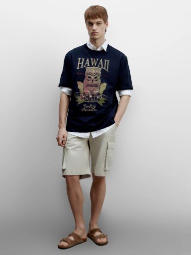 POLERA MANGA CORTA ALGODÓN HOMBRE SFERA AZUL - 3