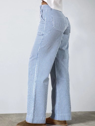PANTALÓN ALGODÓN MUJER RAINDOOR AZUL DENIM RAYAS - 3