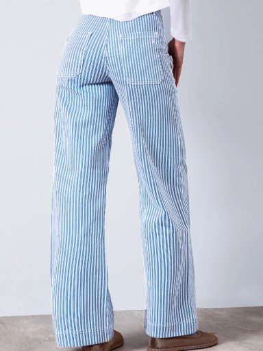 PANTALÓN ALGODÓN MUJER RAINDOOR AZUL DENIM RAYAS - 4