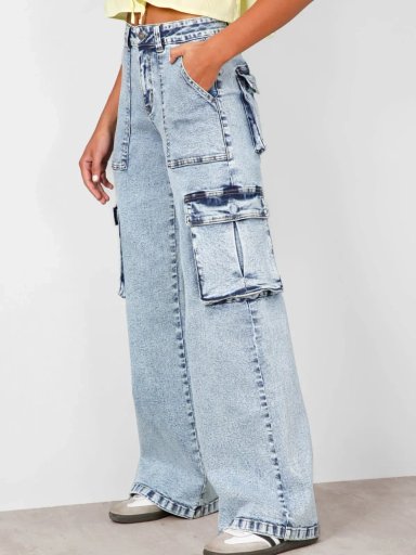PANTALÓN ALGODÓN BAGGY MUJER RAINDOOR AZUL - 2