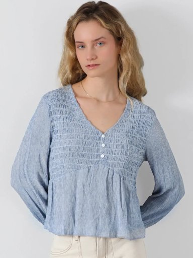 BLUSA MUJER RAINDOOR MANGA LARGA CON TEXTURA PANAL - 1