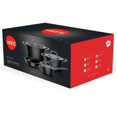BATERÍA COCINA WENS BLACK 1,3 + 3,5 + 5,3 7 PIEZAS - 12