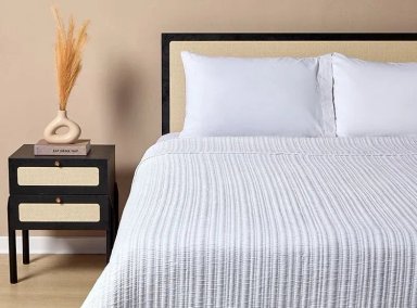 CUBRECAMA MAISON LINETT STITCHING WHITE 2 PLAZAS BLANCO - 1