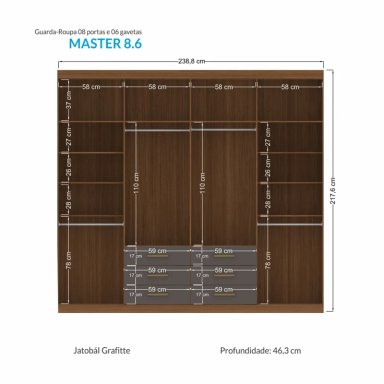 CLÓSET ALTAVISION MASTER 8 PUERTAS 6 CAJONES GRAFITO - 4