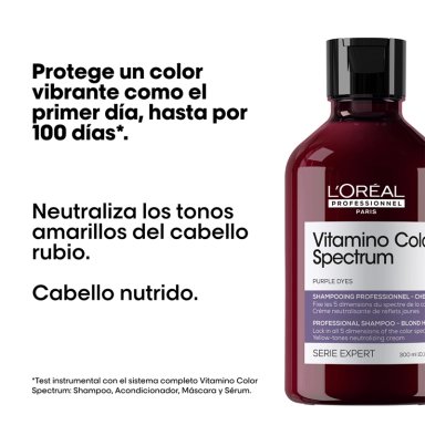 SHAMPOO LOREAL 300ML CUIDADO DEL COLOR MATIZADOR MORADO VITAMINO COLOR SPECTRUM - 2