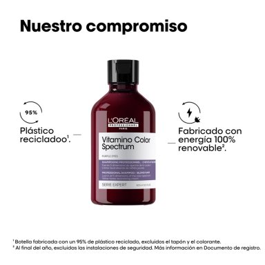 SHAMPOO LOREAL 300ML CUIDADO DEL COLOR MATIZADOR MORADO VITAMINO COLOR SPECTRUM - 6