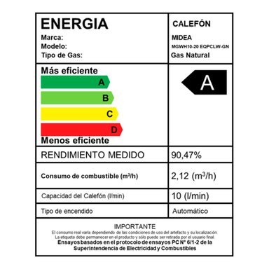 CALEFONT GAS NATURAL 10 LT MIDEA MGWH10-20EQP-GN - 9