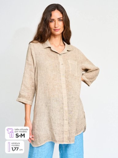 BLUSA MANGA 3/4 LINO MUJER CACHAREL ITALIA - 1