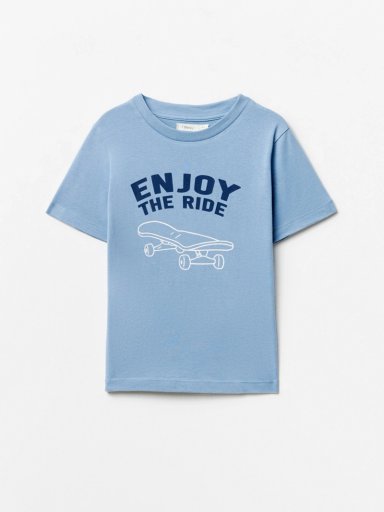 POLERA MANGA CORTA ALGODÓN NIÑO SFERA AZUL PRINT LINEAL - 1