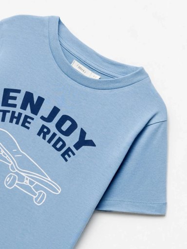 POLERA MANGA CORTA ALGODÓN NIÑO SFERA AZUL PRINT LINEAL - 2