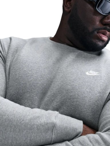 POLERÓN HOMBRE NIKE FN3886-063 GRIS CUELLO REDONDO CLUB - 5
