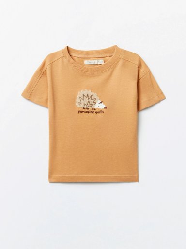 POLERA MANGA CORTA ALGODÓN NIÑO SFERA COBRE ESTAMPADA ERIZO - 1