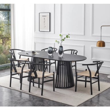 JUEGO DE COMEDOR RIPLEY HOME RANURADO 6S NEGRO - 9