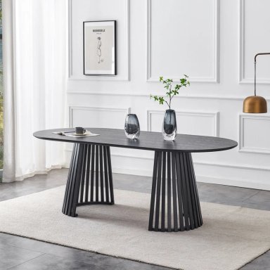 JUEGO DE COMEDOR RIPLEY HOME RANURADO 6S NEGRO - 10