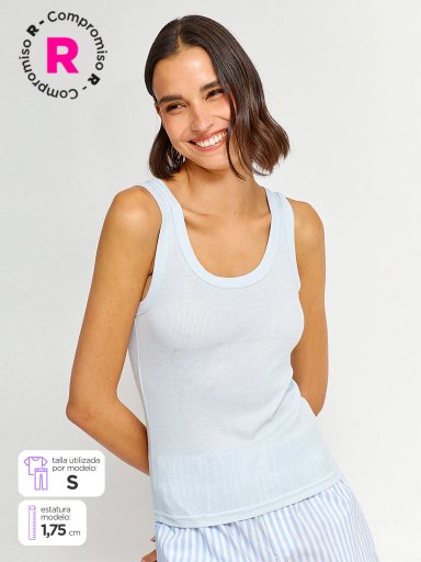 POLERA DE PIJAMA SIN MANGAS MUJER MARQUIS RIB - 1