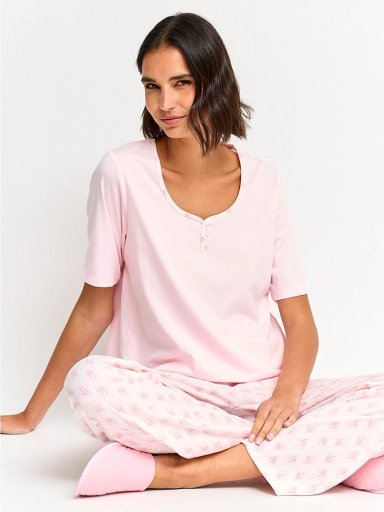 PIJAMA MUJER MANGA CORTA AZIZ BÁSICO PANTALÓN LARGO - 4