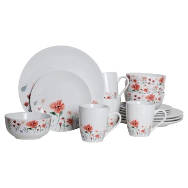 SETX16 VAJILLA RIPLEY HOME FLORES ROJAS PORCELANA - 1