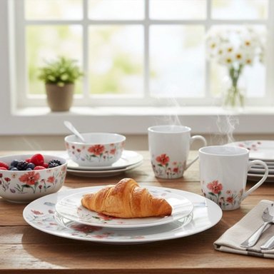SETX16 VAJILLA RIPLEY HOME FLORES ROJAS PORCELANA - 2
