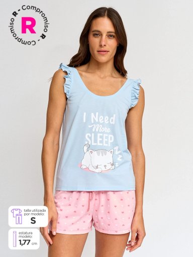 POLERA DE PIJAMA SIN MANGAS MUJER INDEX VUELOS - 1