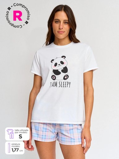 POLERA DE PIJAMA MANGA CORTA MUJER INDEX PANDA - 1
