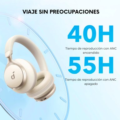 AUDÍFONOS SOUNDCORE ON EAR SPACE ONE BLUETOOTH CREMA - 8