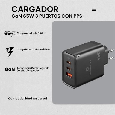 CARGADOR DE CELULAR 65W VOLKANO - 3