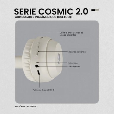 AUDÍFONOS VOLKANO ON EAR SERIE COSMIC 2.O BLUETOOTH - 10