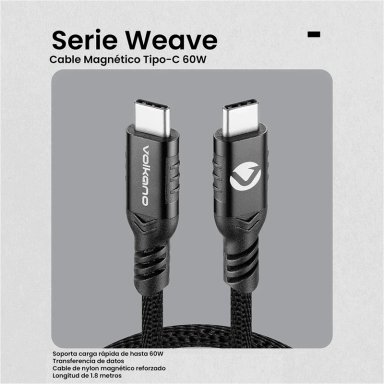 CABLE USB C 60W VOLKANO SERIE WEAV MAGNÉTICO - 5