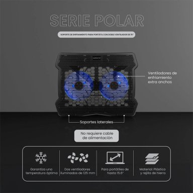 BASE PARA NOTEBOOK VOLKANO SERIE POLAR CON DOBLE VENTILADOR 15.6” - 7