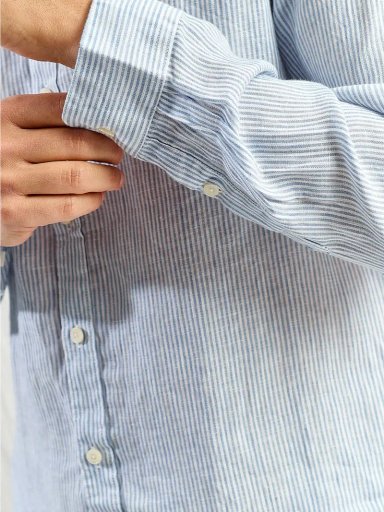 CAMISA HOMBRE SPAVALDI LINO CUELLO MAO MANGA LARGA - 3