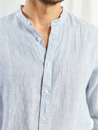 CAMISA HOMBRE SPAVALDI LINO CUELLO MAO MANGA LARGA - 4