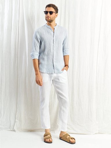 CAMISA HOMBRE SPAVALDI LINO CUELLO MAO MANGA LARGA - 5