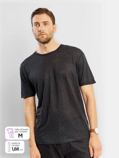 POLERA HOMBRE SPAVALDI LINO CUELLO REDONDO - 1