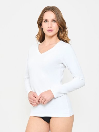CAMISETA MANGA LARGA ALGODÓN MUJER PALMERS PREMIUM CUELLO V 401601 - 1