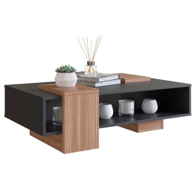 MESA DE CENTRO BE DESIGN MDP 93 CM SENSE EMOVELL NEGRO/CASTAÑO - 2