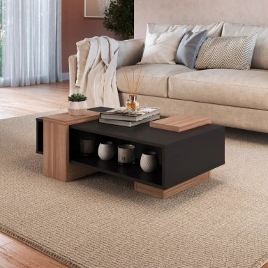MESA DE CENTRO BE DESIGN MDP 93 CM SENSE EMOVELL NEGRO/CASTAÑO - 4