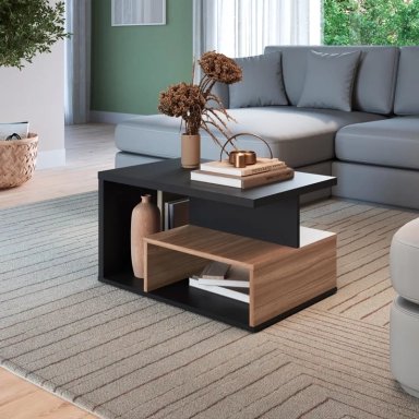 MESA DE CENTRO BE DESIGN MDP 67.5 CM LÍNEA EMOVELL NEGRO/CASTAÑO - 4