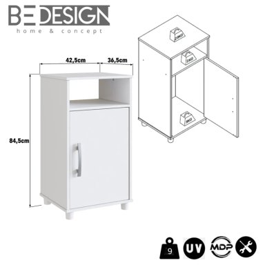 MUEBLE MULTIUSO BE DESIGN NOVA MOBILE 1 PUERTA BLANCO - 3