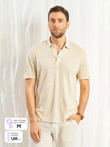 POLERA HOMBRE SPAVALDI LINO CUELLO POLO MANGA CORTA - 2