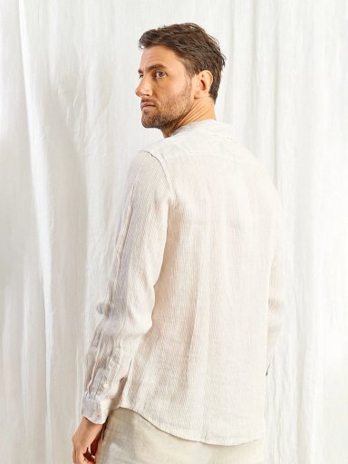 CAMISA HOMBRE SPAVALDI LINO CUELLO CAMISERO MANGA LARGA LÍNEAS - 2