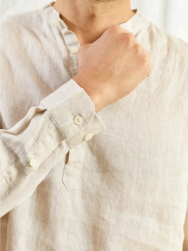 CAMISA HOMBRE SPAVALDI LINO CUELLO MAO MANGA LARGA - 4