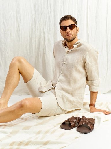 CAMISA HOMBRE SPAVALDI LINO CUELLO CAMISERO MANGA LARGA - 5