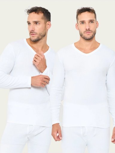 PACK X2 CAMISETA MANGA LARGA ALGODÓN HOMBRE PALMERS CUELLO EN V - 1