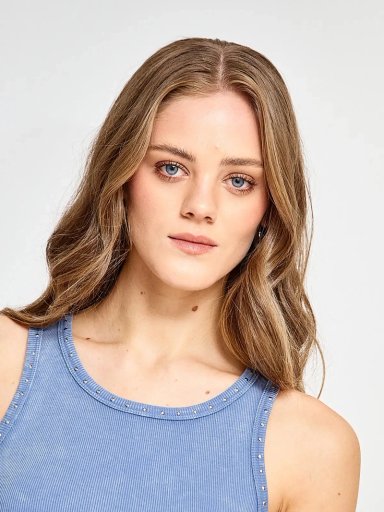 POLERA MUJER BARBADOS ALGODÓN SIN MANGAS TACHAS - 3