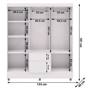 CLÓSET VEKKA HOME IDEAL 6 PUERTAS 2 CAJONES BLANCO - 9