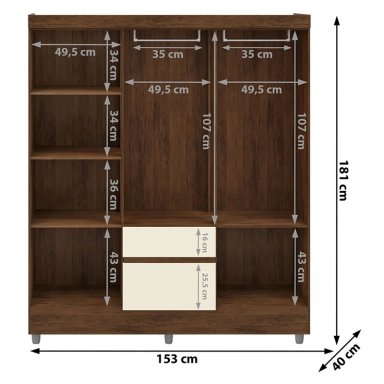 CLÓSET VEKKA HOME IDEAL 6 PUERTAS 2 CAJONES CAFÉ - 7