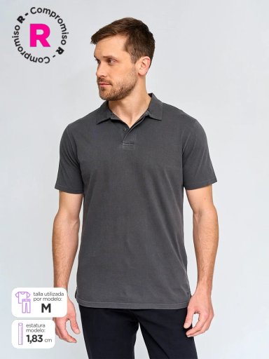 POLERA HOMBRE CACHAREL ALGODÓN MANGA CORTA POLO JERSEY LAVADA - 1